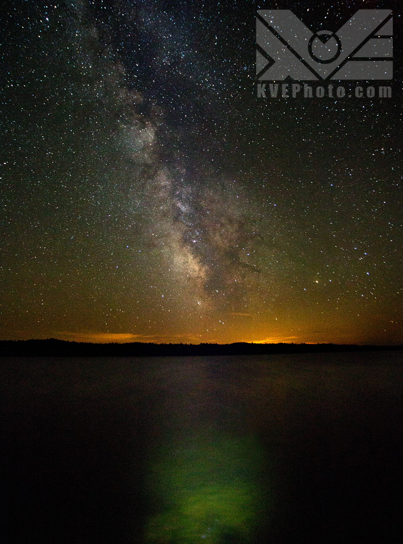 With this shot, I lit up the lake a bit with a white LED to give the illusion of a pathway to the stars. I used to dislike adding elements to a shot, but now I find it's a chance to add your own imagination to a shot in a new way, and put your own stamp on the image.